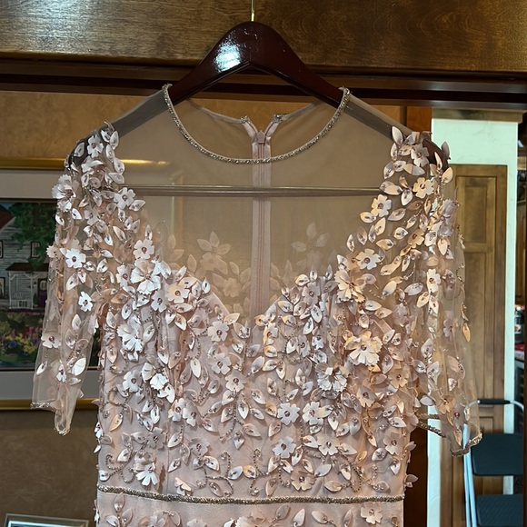 Theia Blush floral appliqué midi dress - Picture 2 of 5